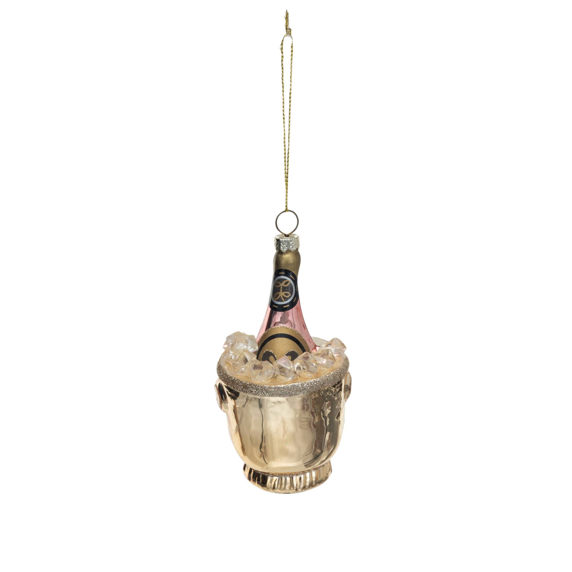 Hello Honey® 4.25" Gold Decorative Glass Ice Bucket & Champagne Ornament